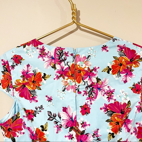 Hell Bunny Dress Vintage Inspired Tropical Floral Print Cap Sleeve Dress size L - Picture 10 of 12